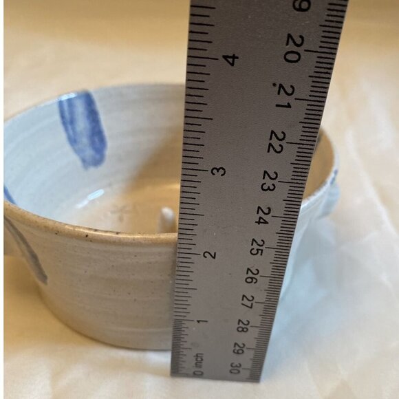 2 Dixieland Seagrove Pottery NC Apple Baker Vtg ‘94 Randy Sandy James White Blue - Picture 8 of 10